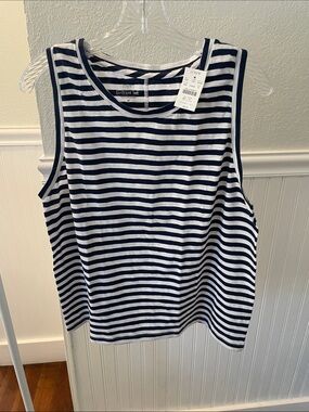 NWT J. Crew Navy and White Striped Sleeveless Tank